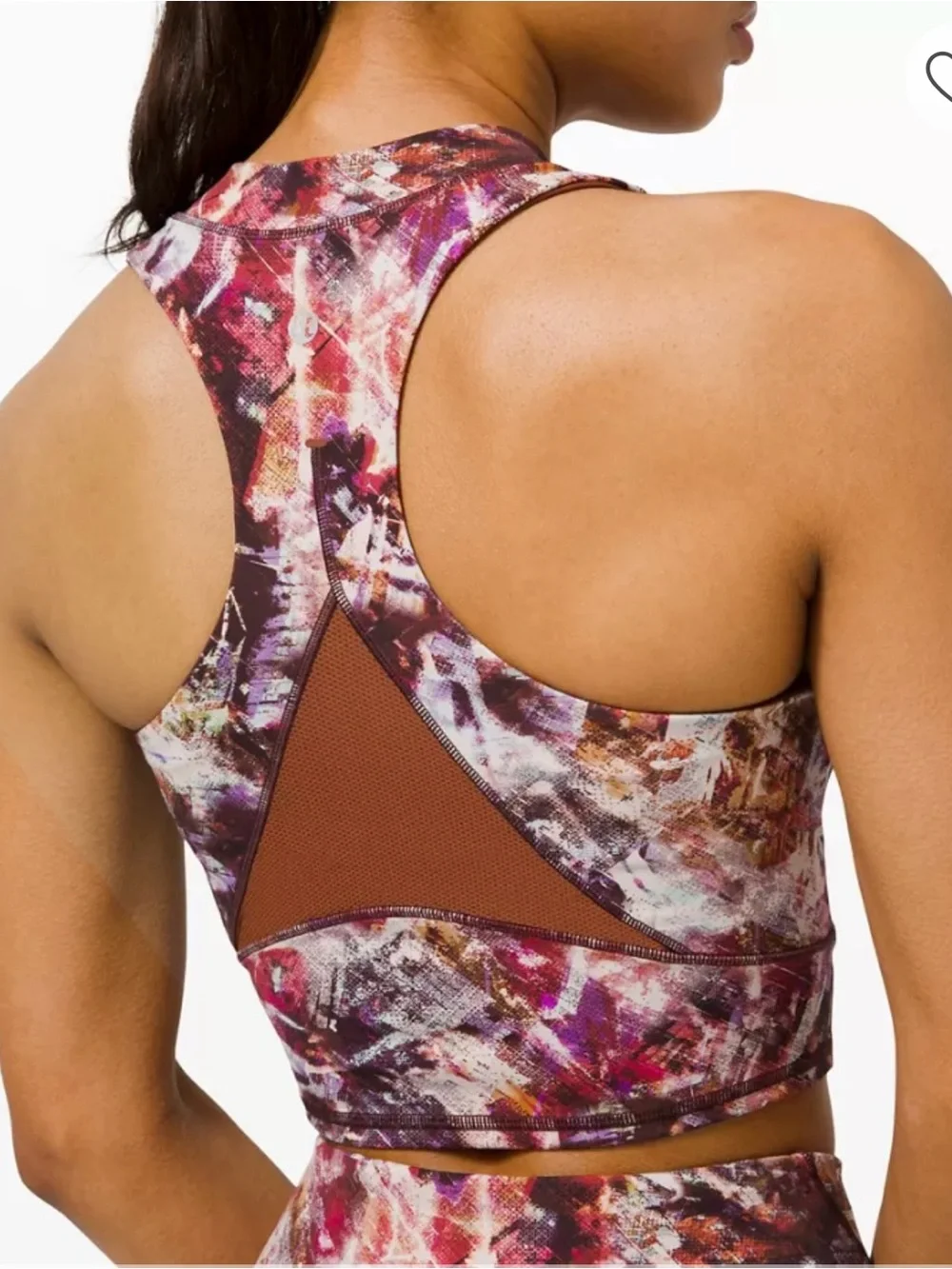 lululemon athletica Multicolor Abstract Racerback Sports Bra with Rust Mesh